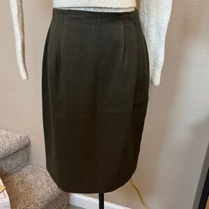 Vintage Casual Corner Elegant Olive Green Women's Skirt Dark Academia